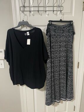 3x Lularoe maxi skirt black & white with Kiabi nwt top shirt sleeves nwt